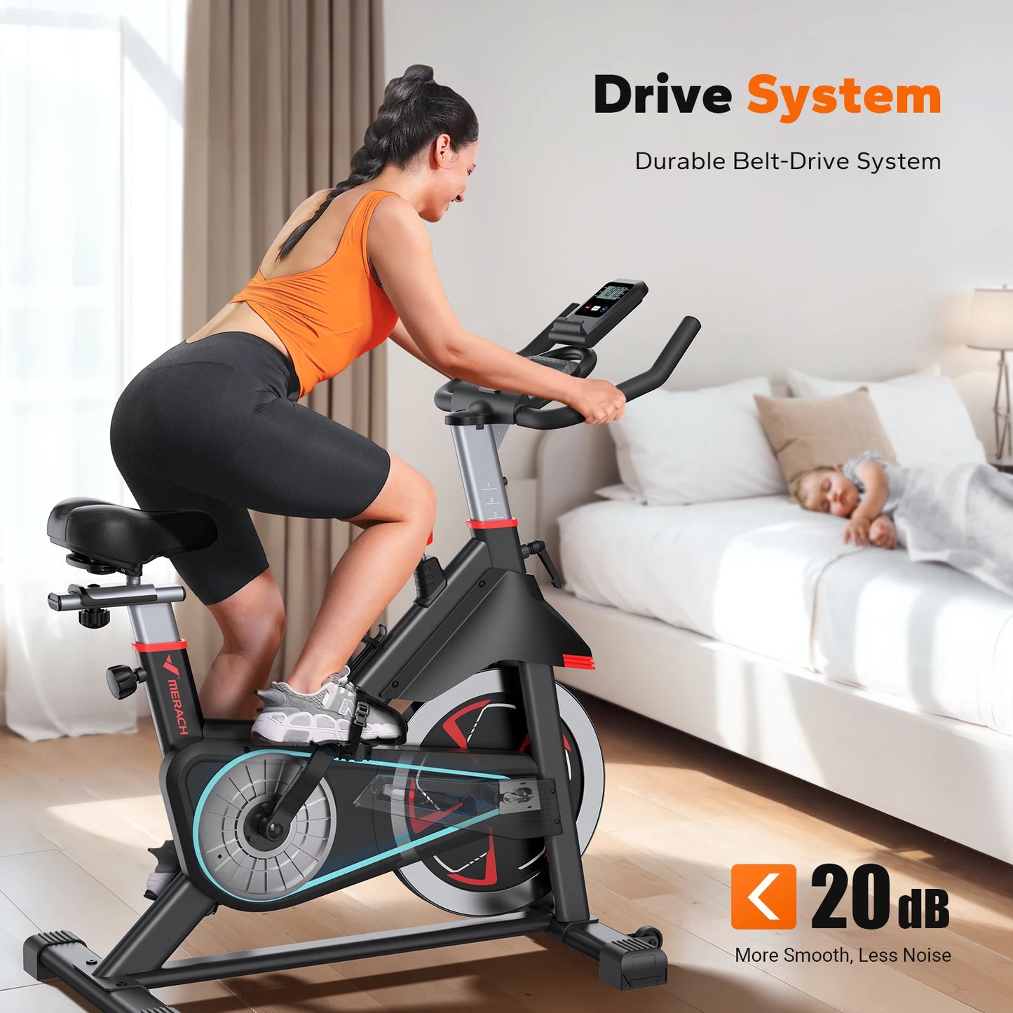 MERACH S38 Magnetic Upright Exercise Bike, 300 lbs