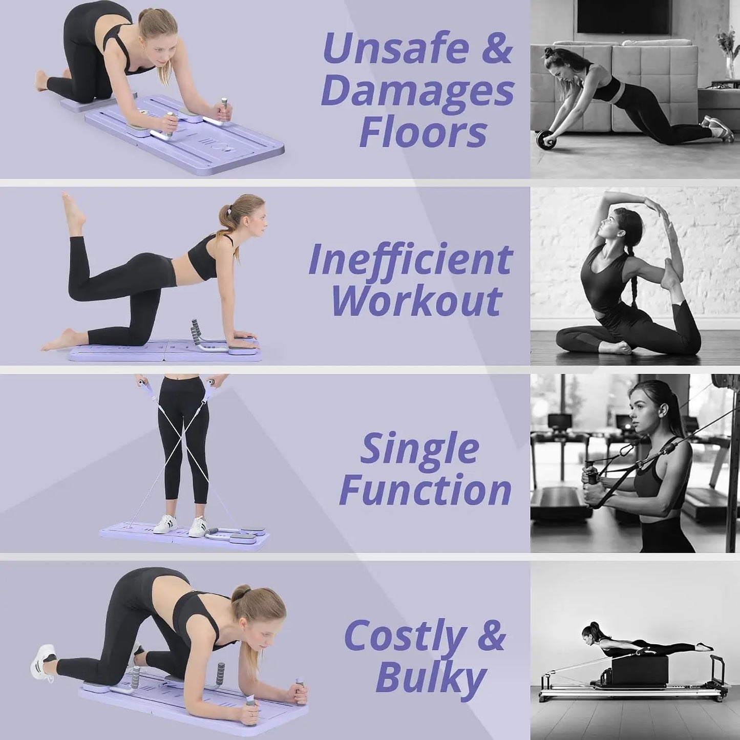5-in-1 Foldable Pilates Reformer Sliding Board