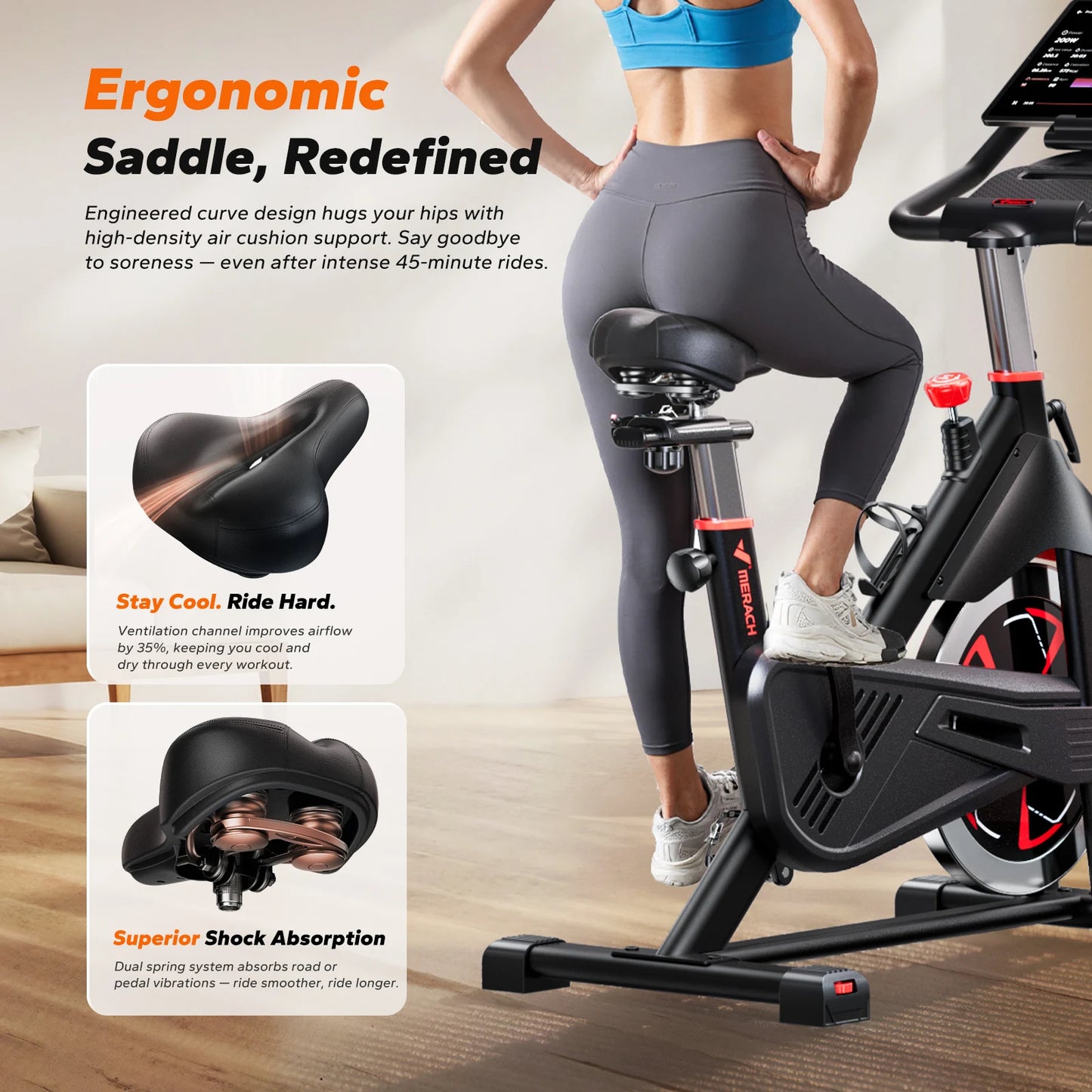 MERACH S38 Magnetic Upright Exercise Bike, 300 lbs