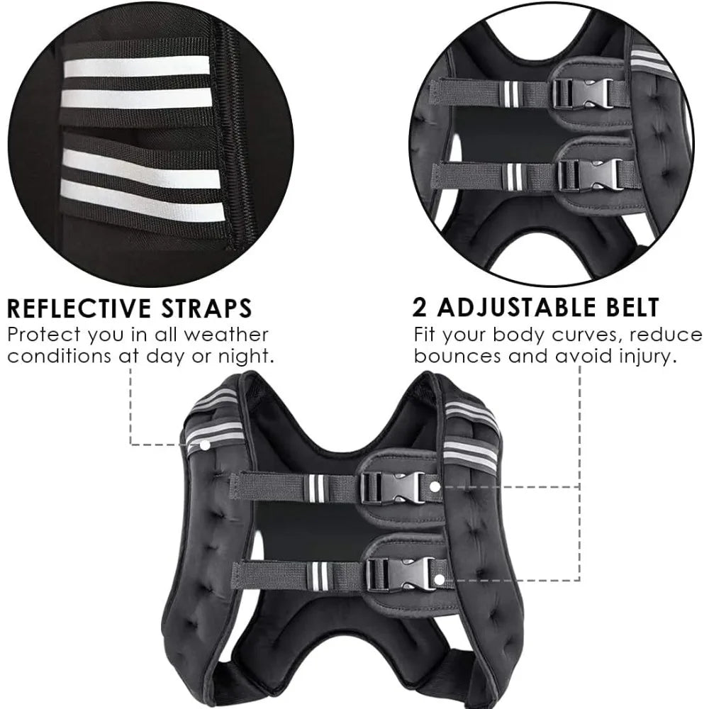 Adjustable Weighted Vest, 8-30 lbs, Reflective Stripe