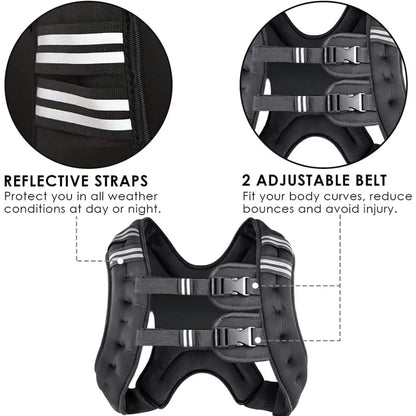 Adjustable Weighted Vest, 8-30 lbs, Reflective Stripe