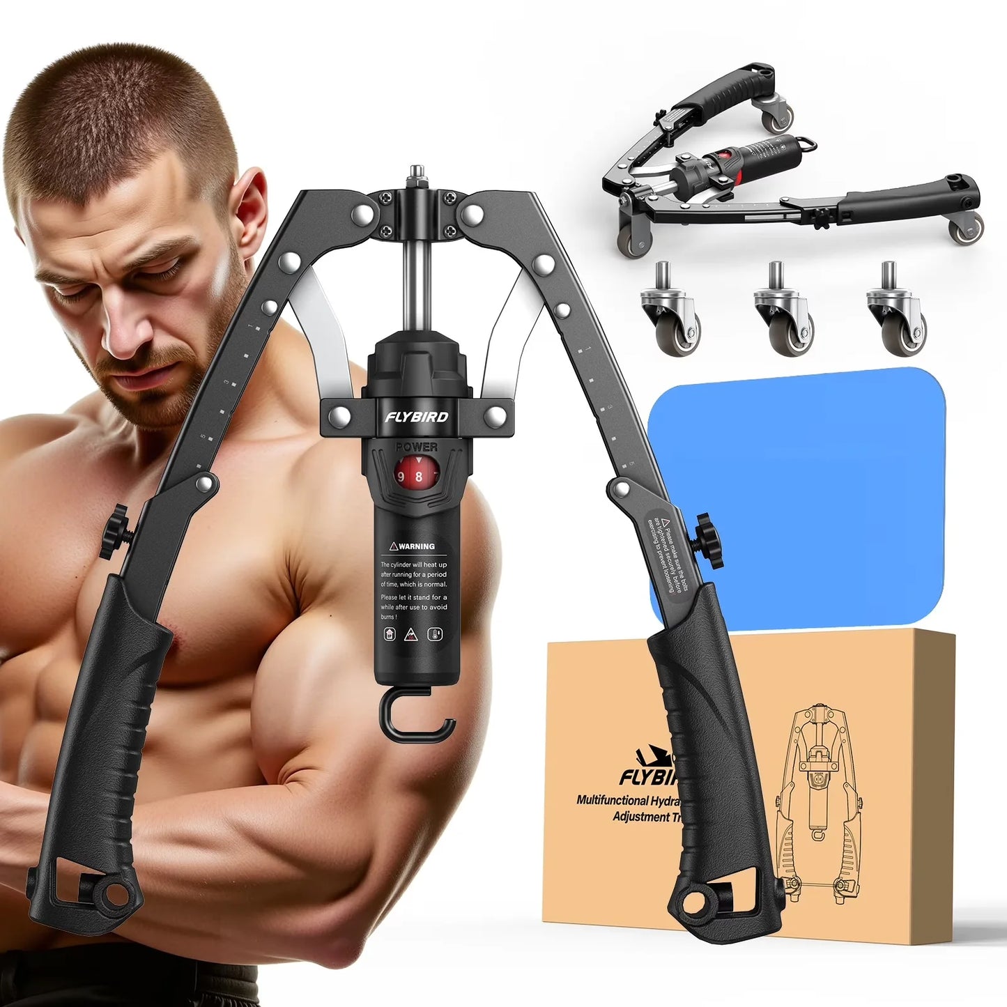 FLYBIRD 3-in-1 Hydraulic Arm Trainer and Ab Roller