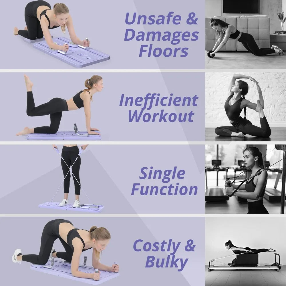 5-in-1 Foldable Pilates Reformer Sliding Board