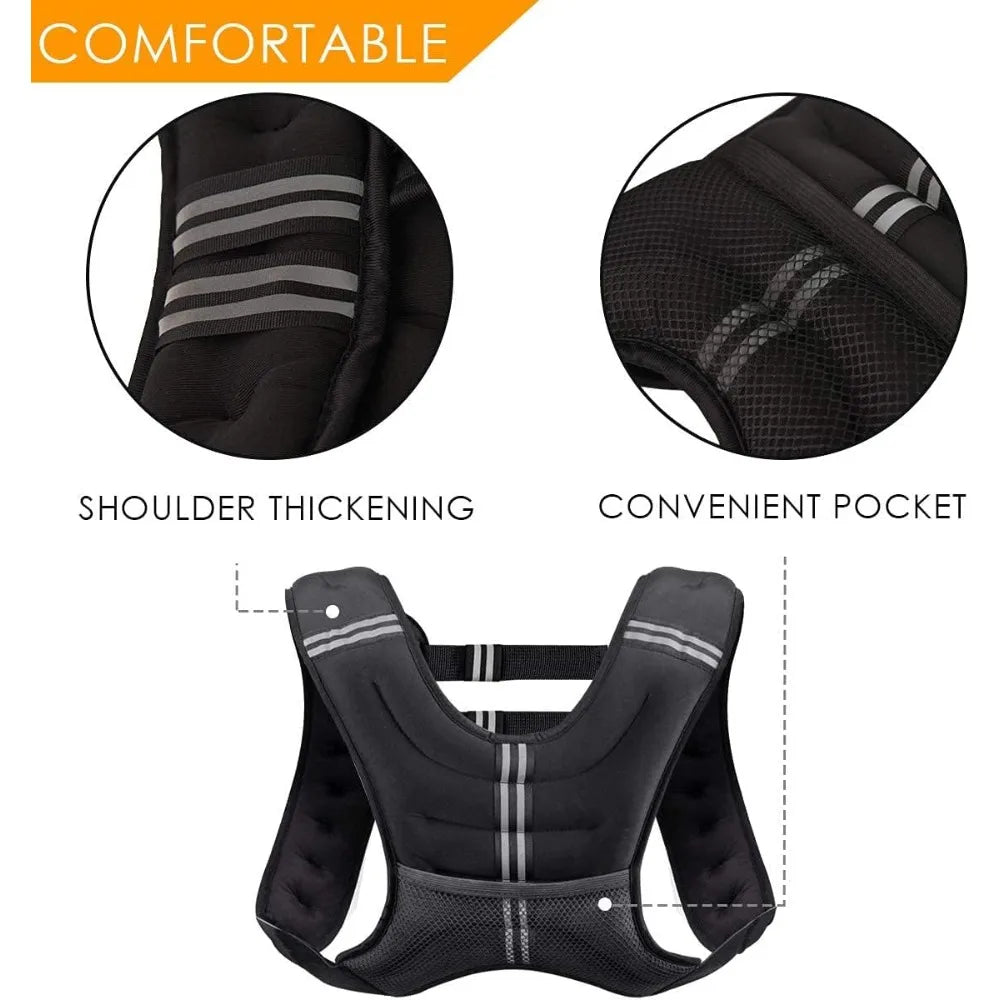 Adjustable Weighted Vest, 8-30 lbs, Reflective Stripe