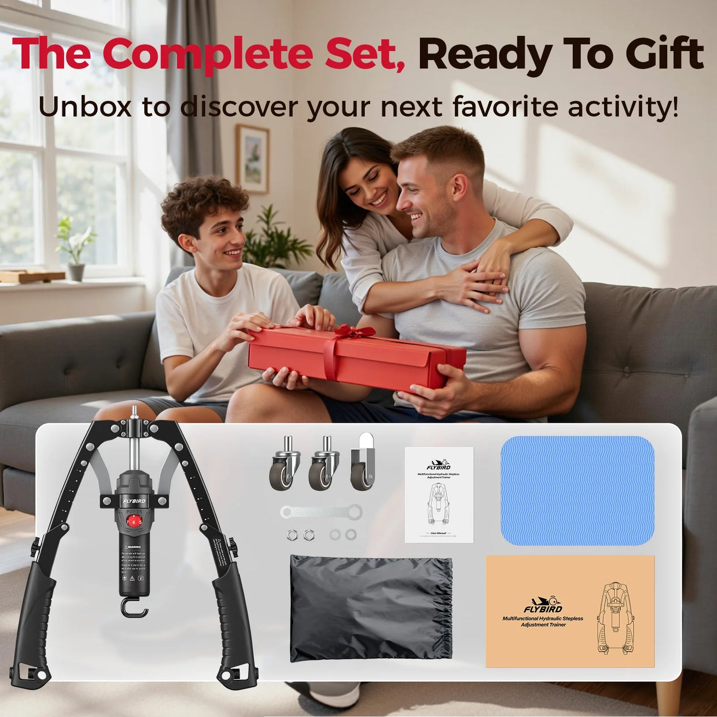 FLYBIRD 3-in-1 Hydraulic Arm Trainer and Ab Roller