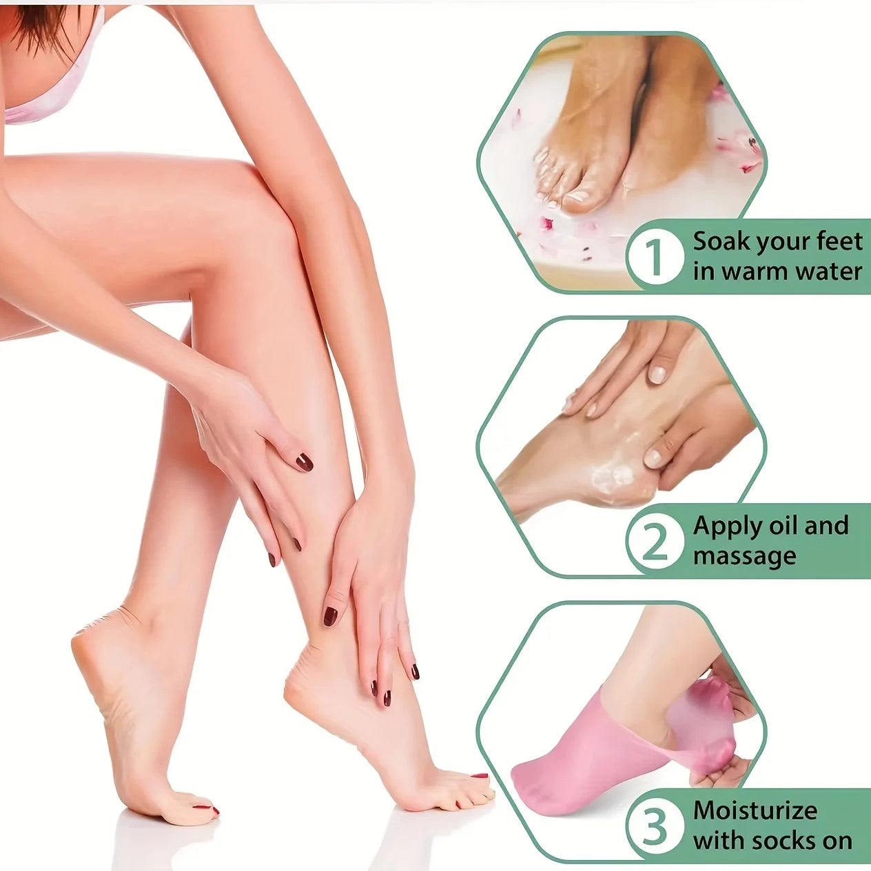 2 Pack Silicone Moisturizing Foot Socks